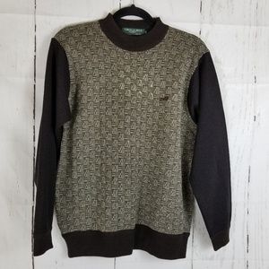 Crocodile Mock Neck Sweater Sz 115 Brown Tan